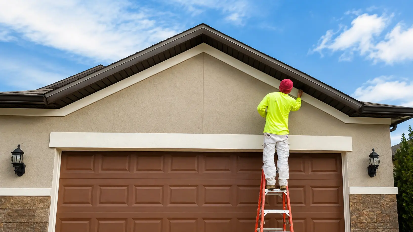 Professional completing exterior repairs on a Central Florida home